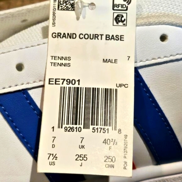 Adidas Men's Grand Court Base Red White Blue Mens Sz 7 | Wmn 8.5 #EE7901 - Picture 7 of 9